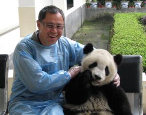 DLO office moving experts - Michael Wan with a panda